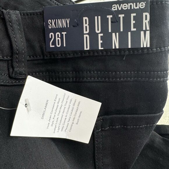 NEW Avenue 26T Butter Denim Black Jeans Womens Plus Size 26 Tall Stretchy Skinny - Picture 3 of 14